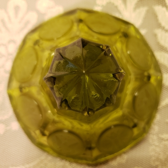 Vtg Candy Nut Dish W/Lid Fostoria Coin Green Glass - Picture 6 of 13
